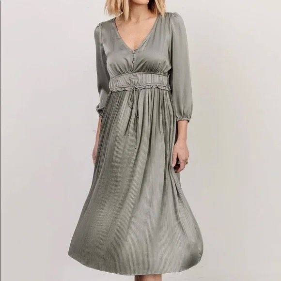 Baltic Born Gabriella Satin Midi Dress in Eucalyptus Green Extra Large - Picture 1 of 8